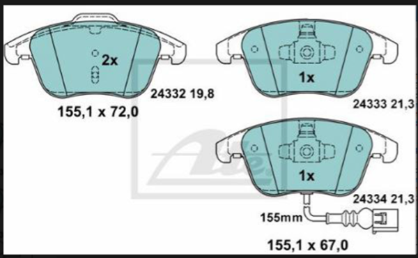 past. freno ate (d) tiguan (14 16) audi q3 (16 ) passat diesel