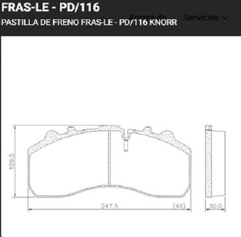 past. freno frasle pes (d/p) (cv adv) actros daf scania renault (incluye vinchas s