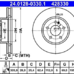 discos freno ate (d)(v)(5h)(305) w205 clase c (18 )