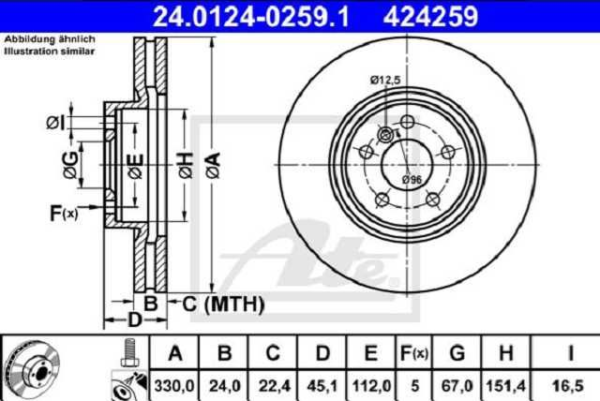discos freno ate (d)(v)(5h)(330) f45 (13 ) f46 (14 ) serie 2 f48 (14 ) x1 f39 (17 ) x2