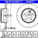 discos freno ate (p)(s)(5h)(290) w202 amg w203 c208 c209 clk w124 w210