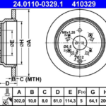 discos freno ate honda(p)(s)(5h)(302) crv (06 12)