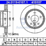 discos freno ate (p)(v)(5h)(276) e36(91 00) e46(98 ) serie 3