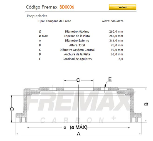 tambores f. fremax (6h) (260) topic besta b2200 pregio