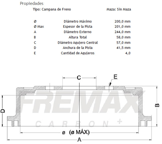tambores f. fremax chevrolet (4h) (200) sail (16 )