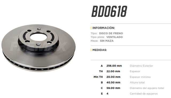 discos fremax (d)(v)(4h)(256) sail (16 )