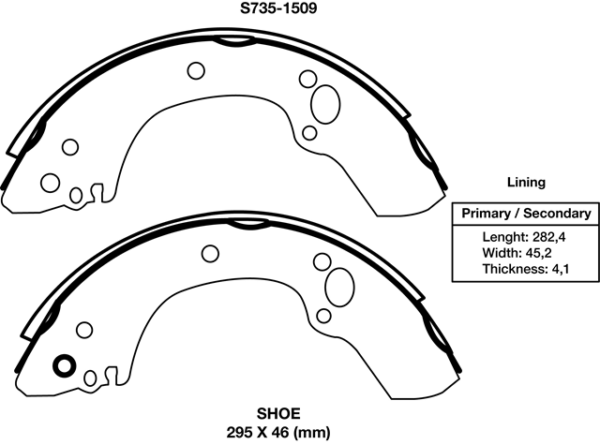 zapata freno xtender dmax 3.0 3.5 2009 en adelante rodeo 3.2 (1.13/16x295)