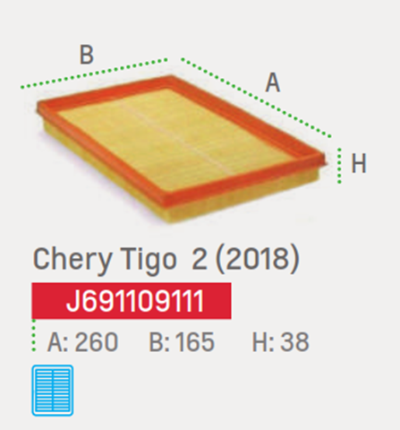 filtro aire redfil chery tiggo 2 1.5l