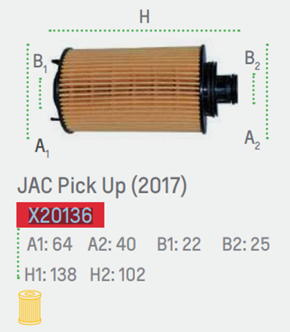 filtro aceite jac t6 diesel 2.2