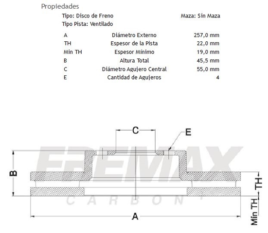 discos fremax (d)(v)(4h)(257) yaris (18 )