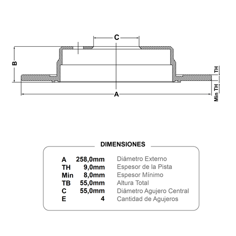 disco fremax (p)(s)(4h)(258) corolla (04 07)