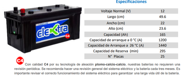 bateria 12v 25pl 165amp (caja n150)