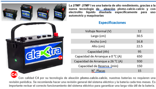 bateria 12v 15pl 90amp (caja 27)