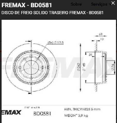 disco de freno fmx sportage r bd 0581 (p)