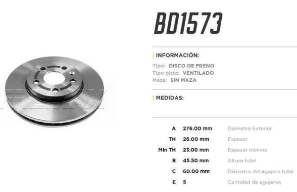 discos freno hf bd1573 276mm tracker turbo 