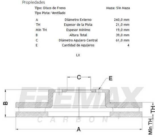 discos fremax (d)(v)(4h)(240) honda fit