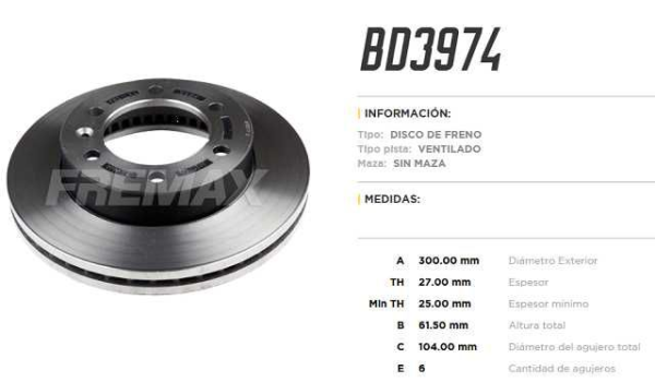 discos fremax (d) (v) (6h) (300 mm) trail blazer (17 )