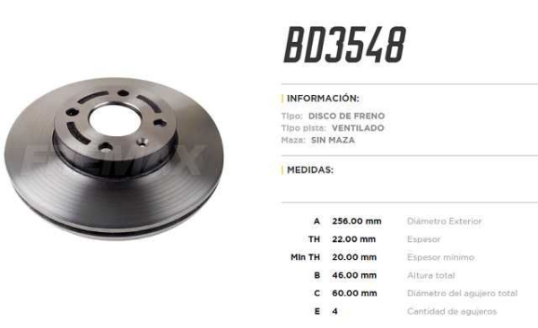 discos freno fremax (d)(v) (4h) (256) onix 1.0