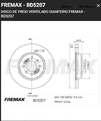 discos fremax (d)(v)(4h)(280mm) stonic (16 24)