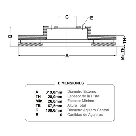 discos fremax (d)(v)(6h)(319) fj cruiser fortuner hilux vigo 3 0 turbo 4runner(03 ) hfc luxury jac t8 rebajar