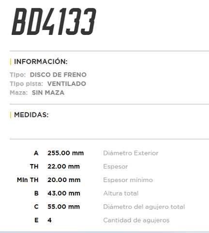 discos fremax (d)(v)(4h)(255) great wall m4