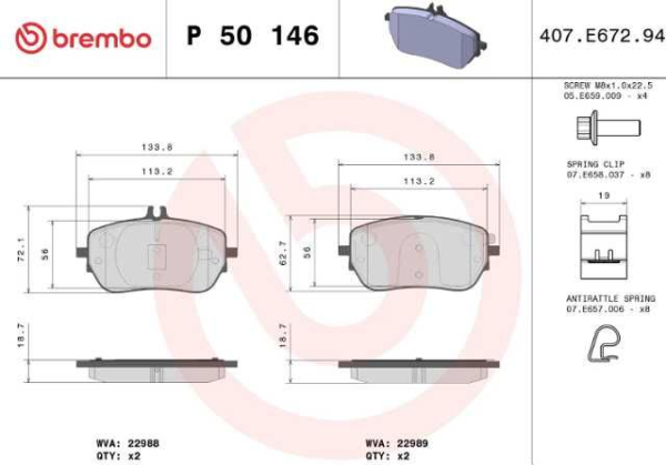 past. freno brembo d c118 cla 19 23 clase a w177 19 23 gla h247 20 23