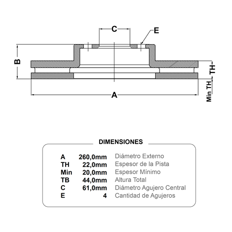 discos fremax (d)(v)(4h)(260) march versa 1 6