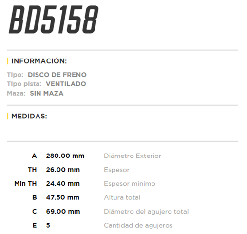 discos fremax (d)(v)(280)(5h) cerato (10 21)