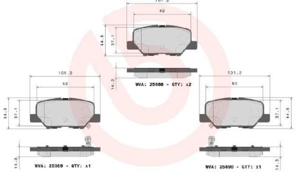 past. freno brembo (p) mazda 3 (14 16) 6 (14 15) asx (14 ) outlander d1679 8908