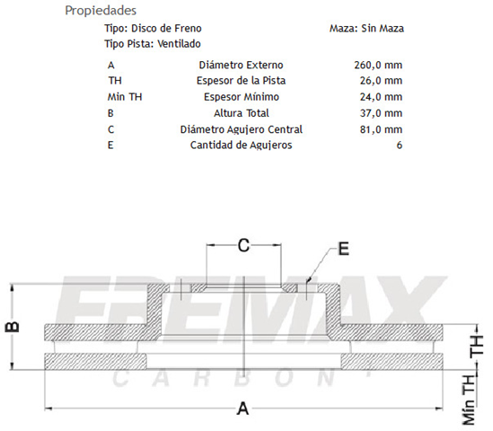 discos fremax (d)(v)(6h)(260mm) pick up d21 (95 07) np300 (09 )
