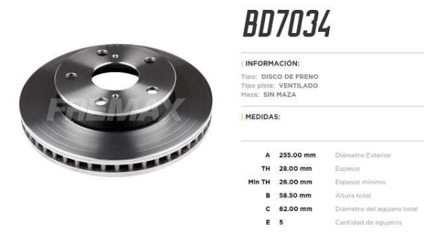 discf (d)(v)(5h)(255) hilux vigo 2 7 4x2