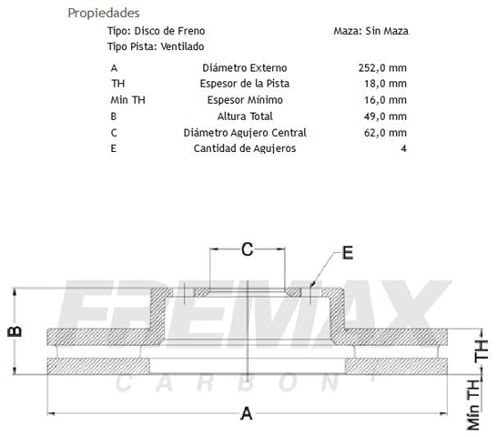 discos fremax (d)(v)(4h)(252) grand i10 1 2