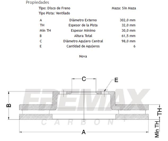 discf ford (d)(v)(6h)(302) new ranger 4x2 4x4