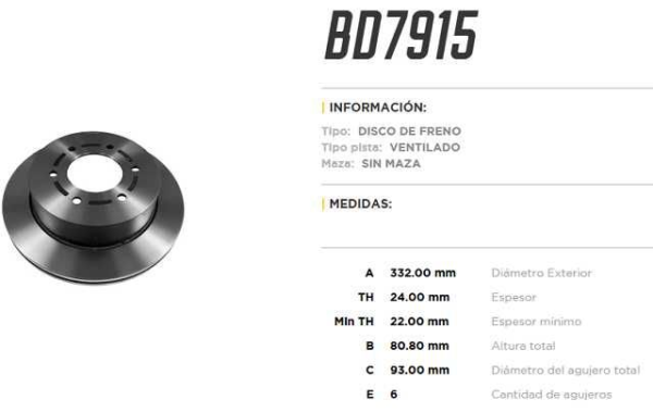 discos fremax (p)(ventilado)(6huecos)(332) ranger raptor (15 24)