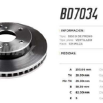 disc fmx toyota hilux vigo 3.0 diesel turbo 4x2 2005 2014 bd7034