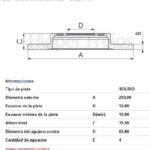 discos freno hf volkswagen gol 1.6 96 99 vento 1.8 (s d)