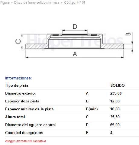 discos freno hf volkswagen gol 1.6 96 99 vento 1.8 (s d)