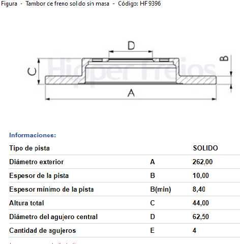 discos freno hf hyundai accent 1.6 14 24 kia stonic 1.0 hybrid 21 24 (s p)