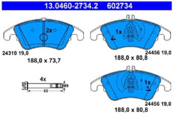 past. freno ate (d) w204 c350 w212 e300 e350