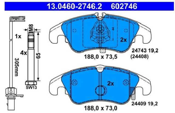 past. freno ate (d) a4 2.0 tdi (07 ) a5 q5 2.0 tdi (09 )