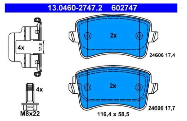 past. freno ate (p) a4 2.0 tdi (07 ) a5 q5 2.0 tdi (09 ) porsche macan