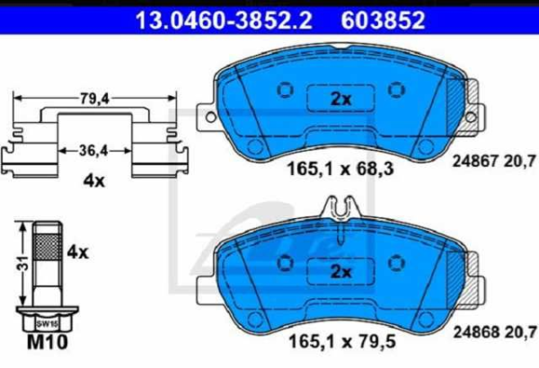 past. freno ate (d) x204 clase glk