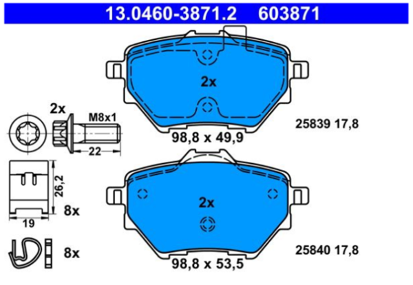 past. freno ate (p) peugeot rifter 308 3008 (16 ) d2090 9325