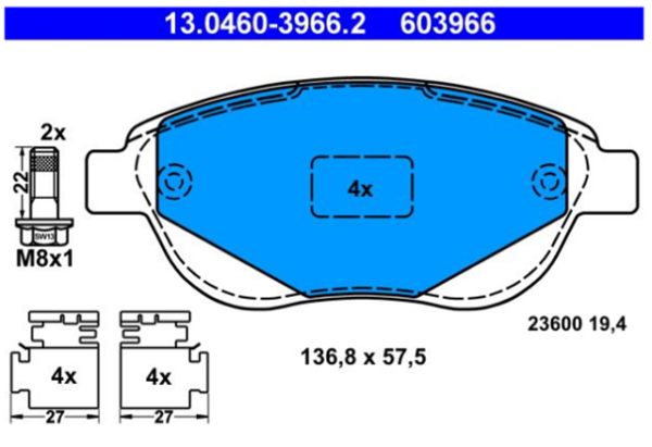 past. freno ate peugeot (d) c4 207 307 opel corsa
