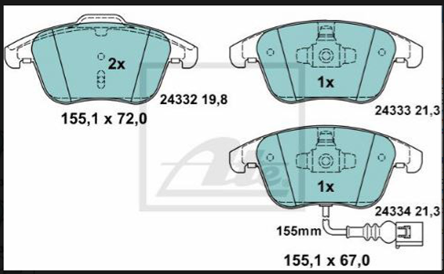 past. freno ate (d) tiguan (14 16) audi q3 (16 ) passat diesel
