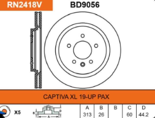 DISCOS FRENO FREMAX  D V 5H 313 CAPTIVA 1.5 T 7 PASAJEROS 1924