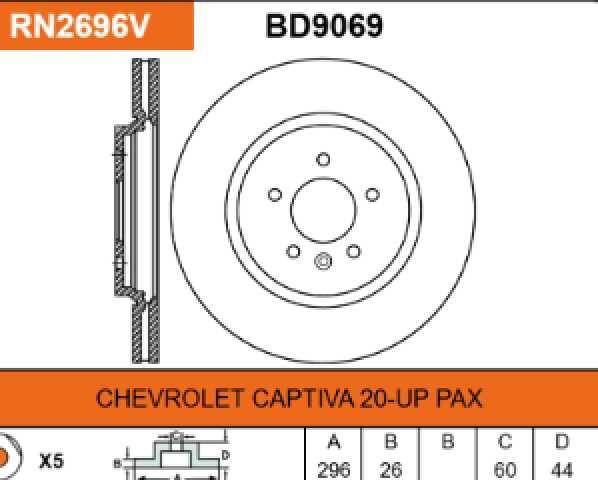 DISCO FRENO FREMAX CHEV CAPTIVA 1.5 TURBO 296MM 5H THMIN 24MM