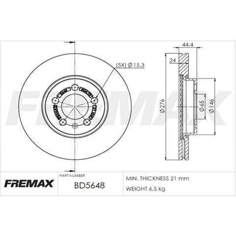 DISCO DE FRENO (D)(V)(5 HUECOS)270mm VOLKSWAGEN POLO VIRTUS T-CROSS TH MIN21MM 