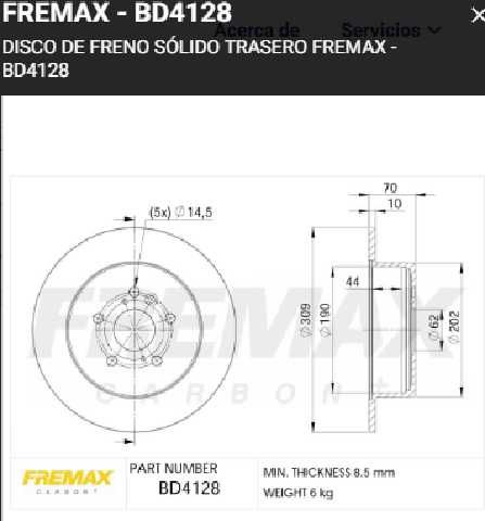 DISCOS FRENO FREMAX.(P)(S)(5H)(309) HIGHLANDER