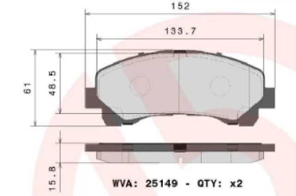 PAST. FRENO BREMBO (D) DMAX (09-25) MAXUS T60 T90 (17-25) D1677 8906